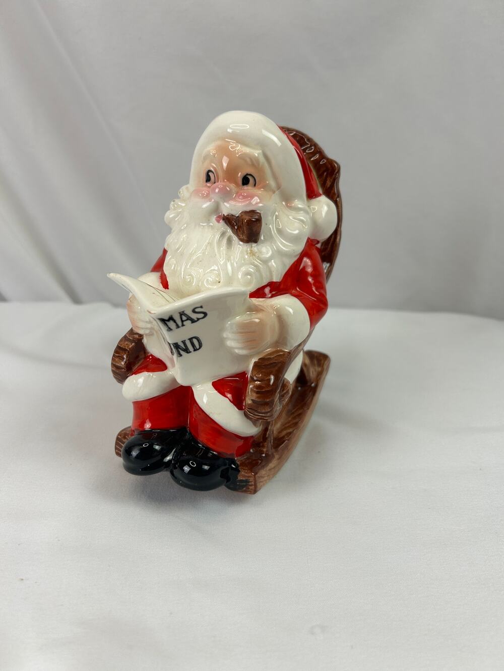 Vintage Lefton Santa Claus Christmas Fund Coin Bank Rocking Chair Japan